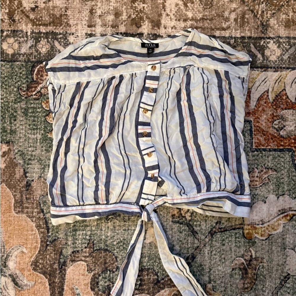 a.n.a Blue and White Striped Blouse
